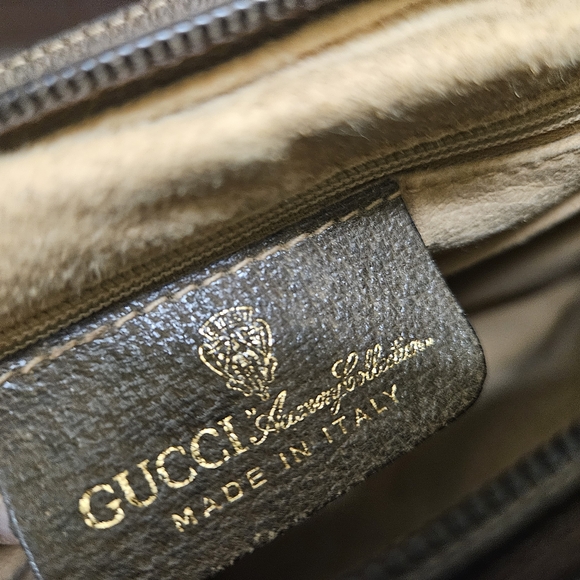 Gucci Beige and Brown Shoulder Bag with Green-Red Stripe - Picture 10 of 13